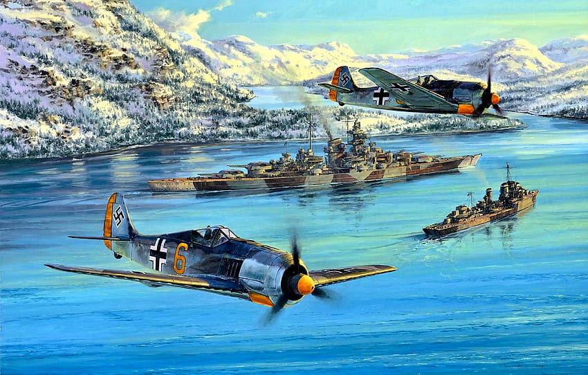 Germany, Battleship, Destroyer, Patrol, Fw.190, german battleship tirpitz HD wallpaper