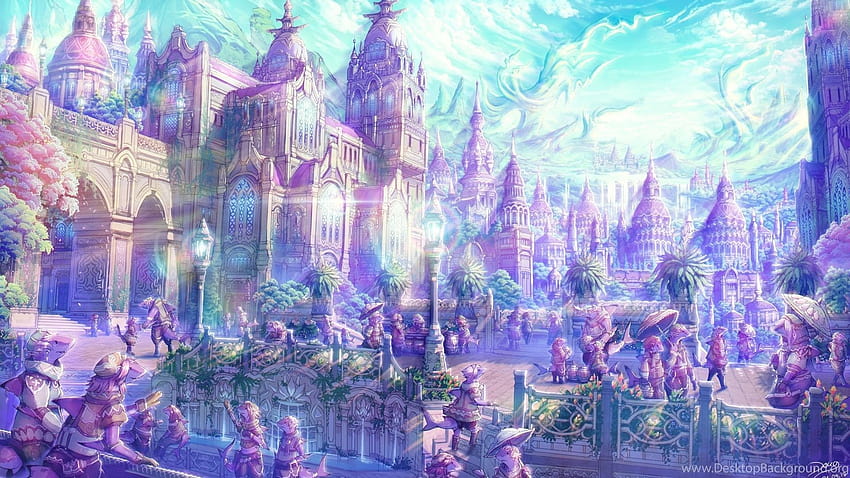 Anime Artistic Cities Fantasy Soft Castles Landscapes Places, cities in anime HD wallpaper