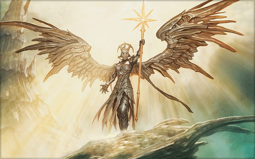 Golden Angel Scepter of sun light rays fantasy art resolution 2560x1600 : 13, angel painting HD wallpaper