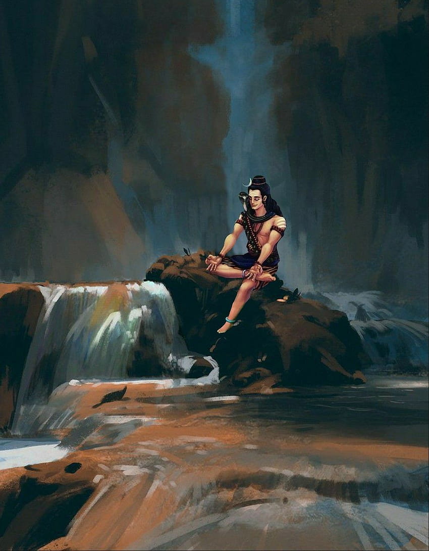 Lord Shiva as adiyogi in creative art painting, shiv art android HD phone wallpaper