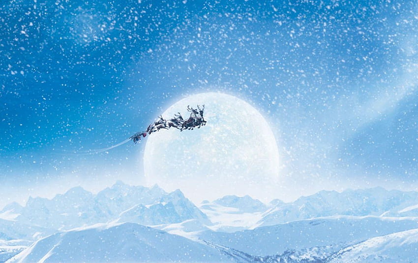Santa's Sleigh and Reindeers, santas sleigh in the sky HD wallpaper