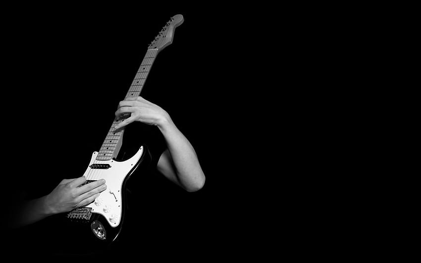 Grupo de guitarras en blanco y negro, guitarra abstracta fondo de pantalla
