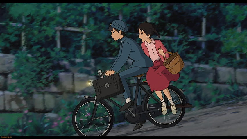 From Up On Poppy Hill, boy and girl on ...zastavki, bike anime HD wallpaper