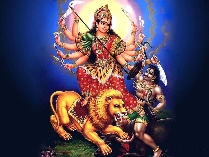 Bogini Maa Durga Devi Wściekły, wściekły Durga Tapeta HD
