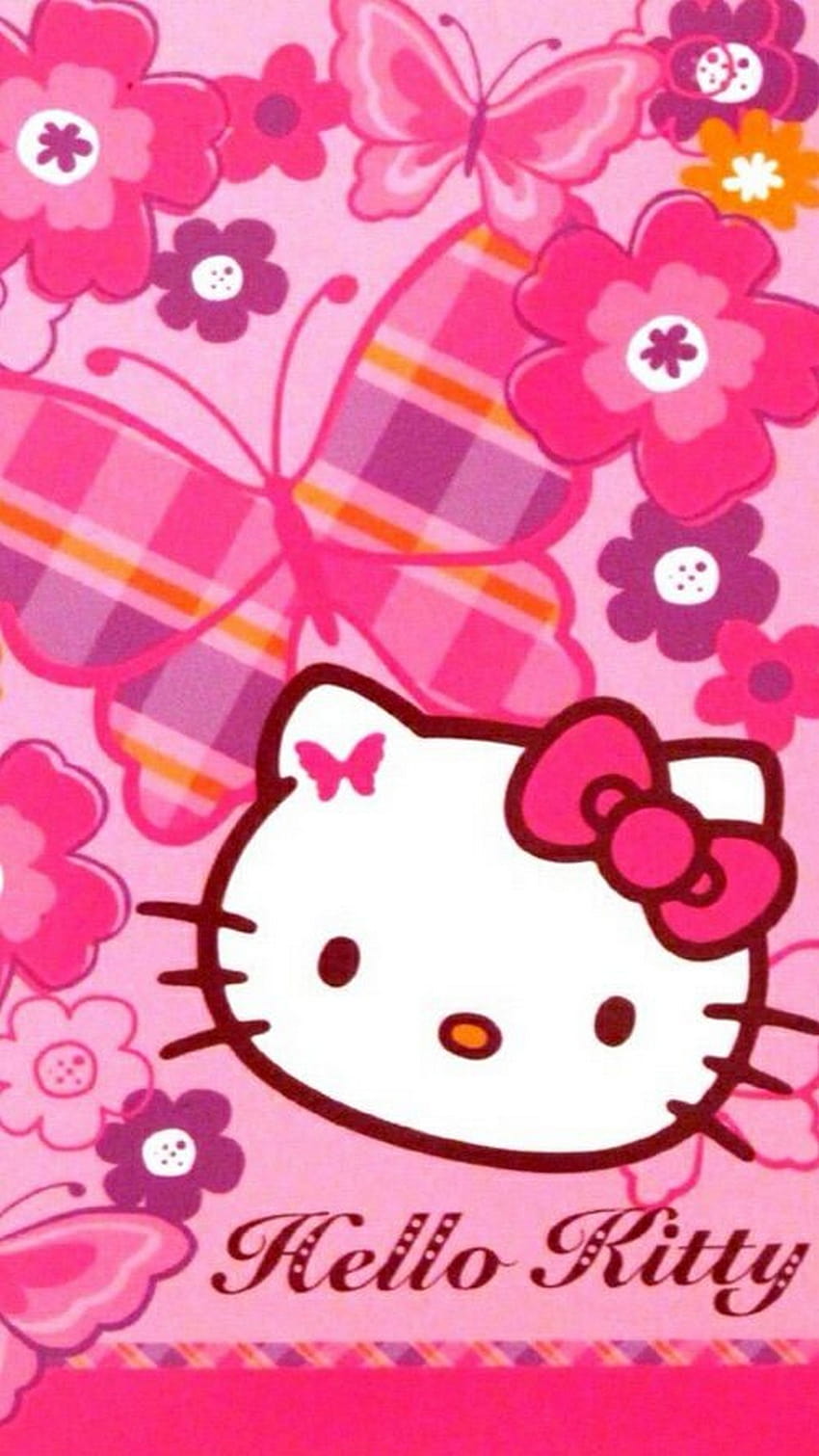 bonjour kitty, texte, dessin animé, rose, motif, clipart, papier d'emballage, art, iphone kawaii sanrio Fond d'écran de téléphone HD