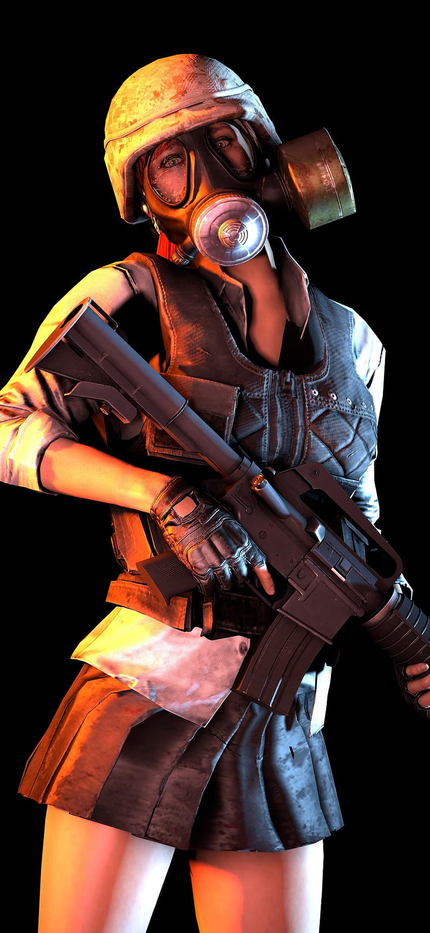 PUBG Girl Gas Mask Rifle PlayerUnknown's Battlegrounds, pubg mobile girl  character dark HD phone wallpaper | Pxfuel