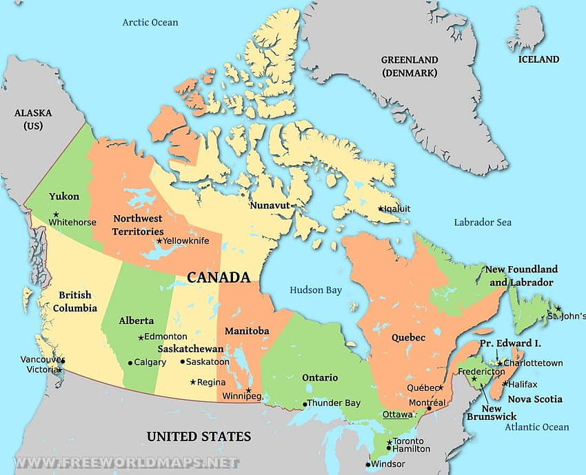 Политическа карта на Канада ~ Ръководство за карта на САЩ 2016, карта на Канада HD тапет