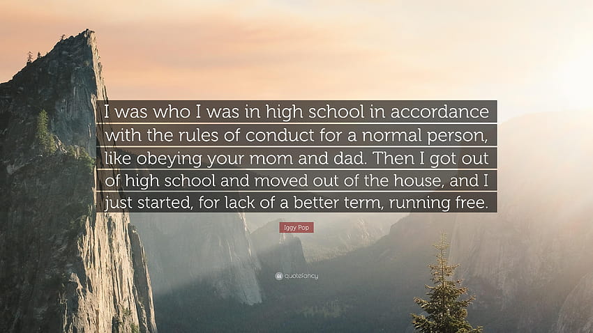 Iggy Pop Quote: “I was who I was in high school in accordance with, school rules HD wallpaper