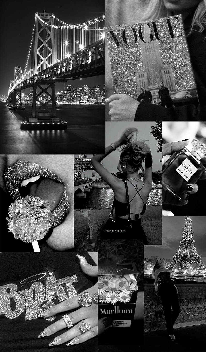 14 Schwarze Collage: Schwarz-Weiß-Ästhetik eines reichen Mädchens 1, reiche Frau HD-Handy-Hintergrundbild