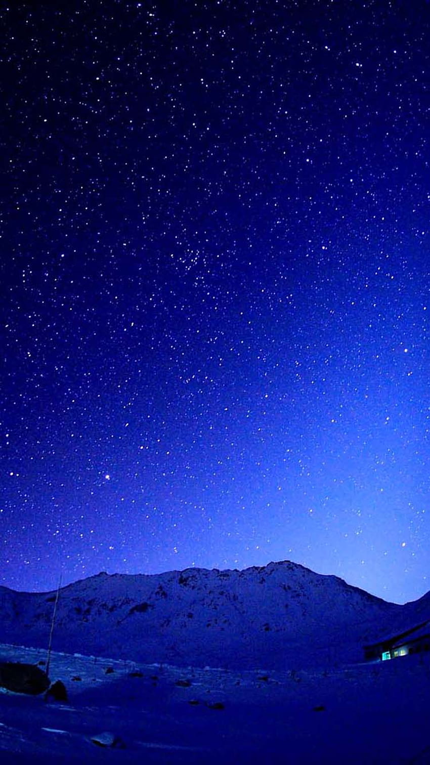Cold Blue Starry Sky Mountains iPhone 6, stary in blue HD phone wallpaper