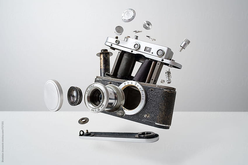 Disassembled Analog Camera On White Backgrounds by Brkati, disassembled camera HD wallpaper