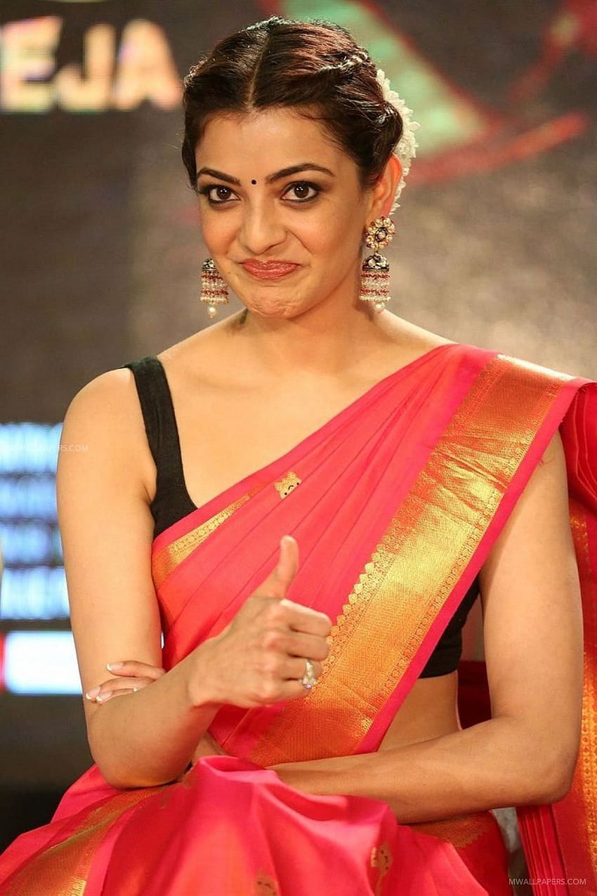✅[151 Kajal Agarwals czerwone sari gorące fotosy, kajal agarwal w sari Tapeta na telefon HD