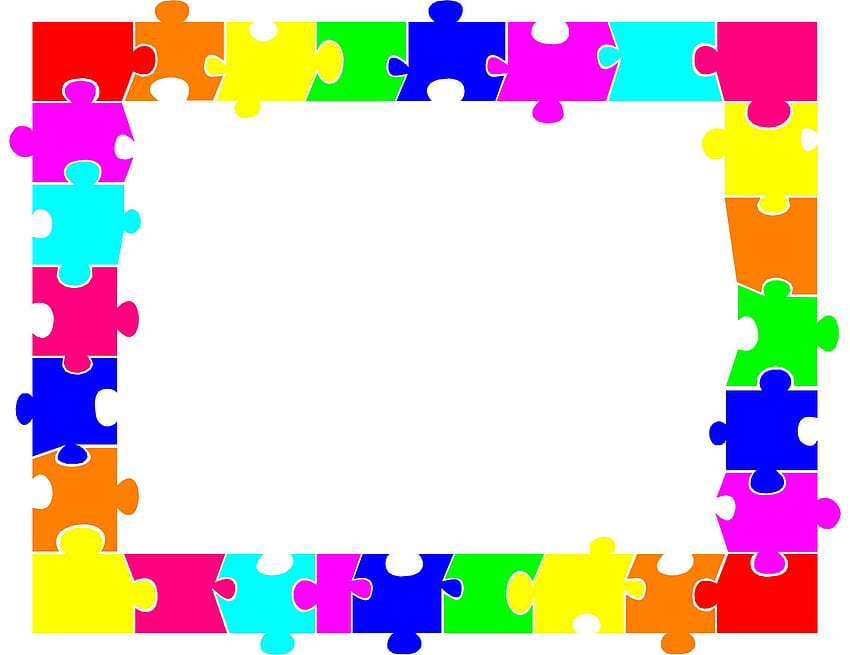 Jigsaw Puzzle Border Clipart, pezzo di puzzle di autismo Sfondo HD