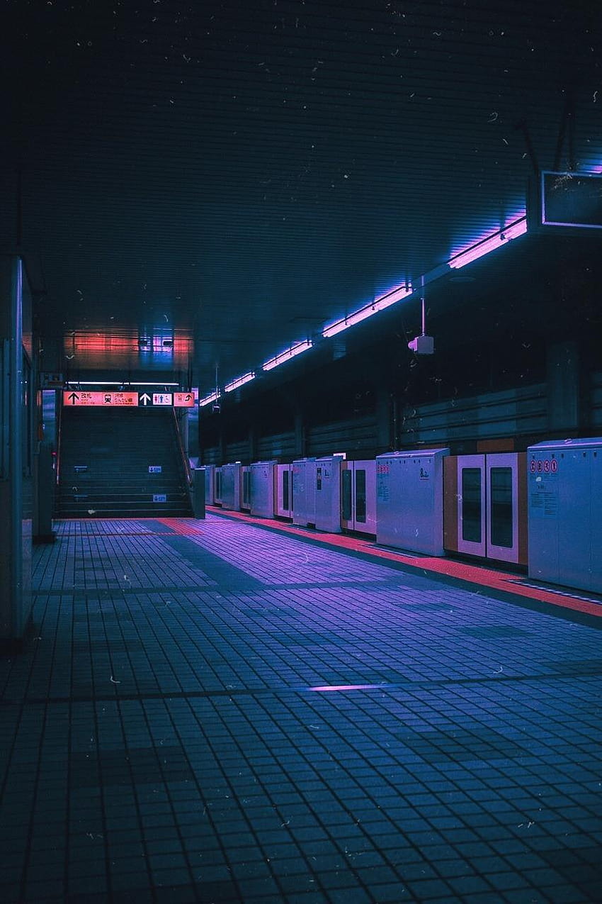 estética del metro, estética de la vida nocturna de japón fondo de pantalla del teléfono