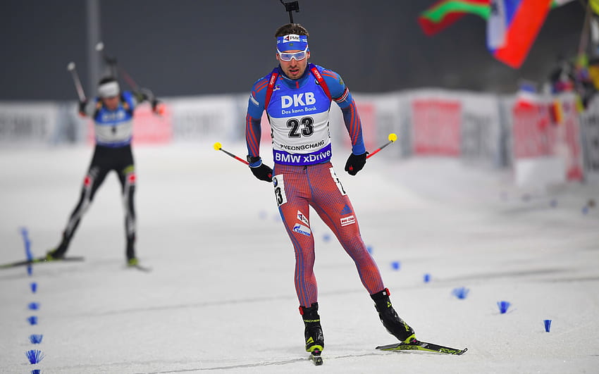 Anton Shipulin, biathlete, race, winter, biathlon HD wallpaper
