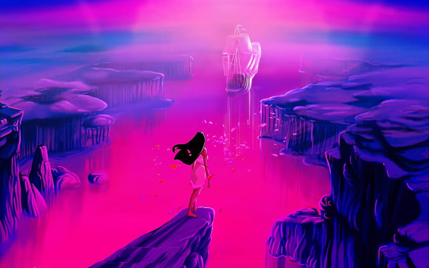 Unternehmen verlässt Schiffe Felsen Pocahontas Kunstwerk Prinzessinnen, rosa Felsen HD-Hintergrundbild