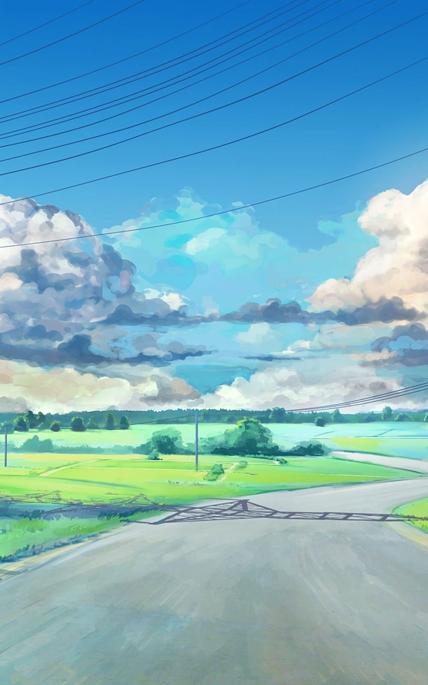 1600x2560 Аниме пейзаж, облаци, трева, поле, живопис, лято за Google Nexus 10, аниме пейзаж лято HD тапет за телефон