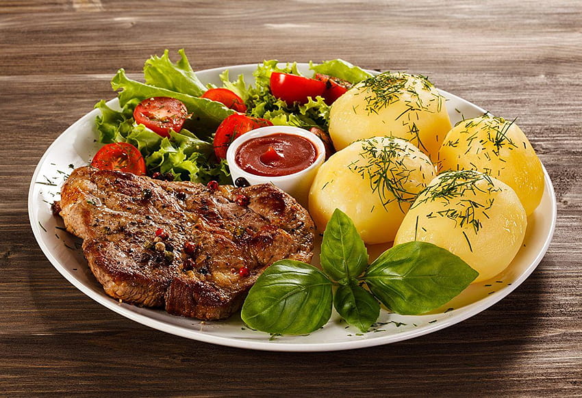 Potato Food Plate Vegetables Meat products The second dishes, potatoes HD wallpaper