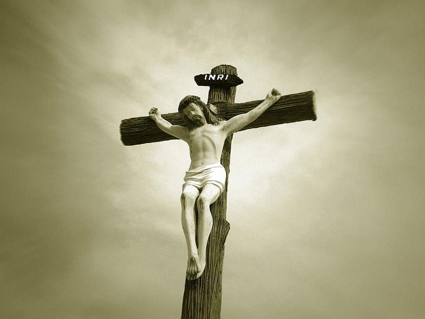 Kreuzigung Jesu Christi mit Dornenkrone auf dem Jesus am Kreuz HD-Hintergrundbild