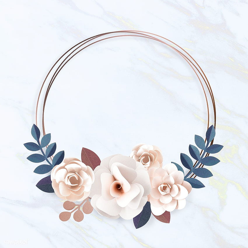 premium illustration of Round paper craft flower wreath, pastel flower wreath HD phone wallpaper