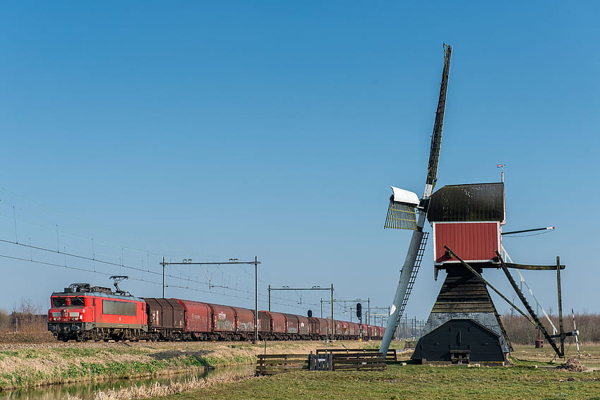 : windmill, 1600, molen, DBS, beverwijk, lisse, 1604, tatasteel, staaltrein, coilwagens 2880x1922 HD wallpaper