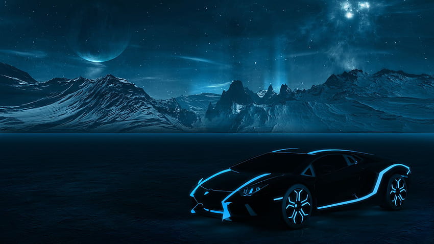 Lamborghini Aventador Mavi Neon. Lamborghini Aventador 6 Ultra, neon lamborghini HD duvar kağıdı