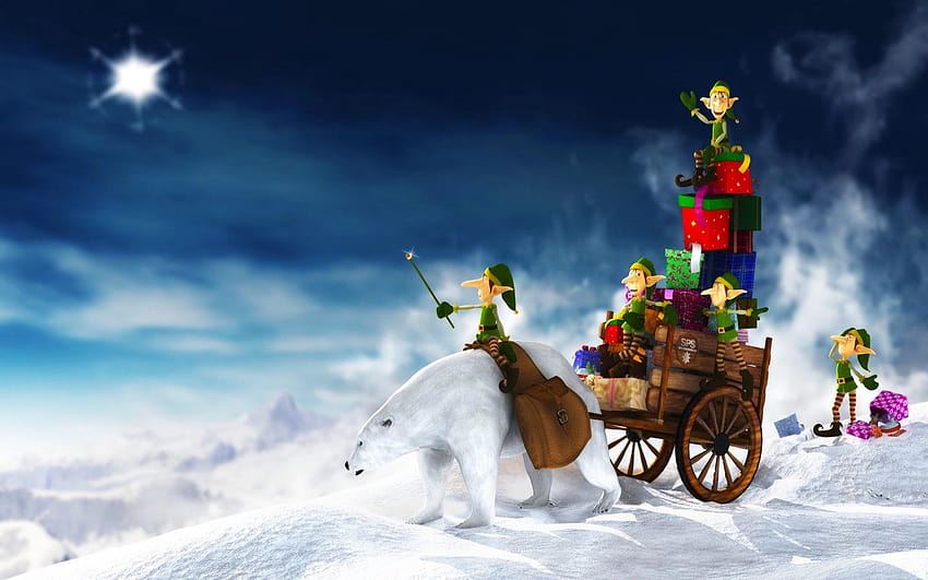 Christmas Elfs Gifts, sled presents HD wallpaper