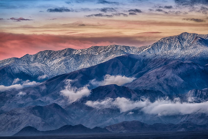 Cloudy mountain, badwater basin, death valley national park HD wallpaper