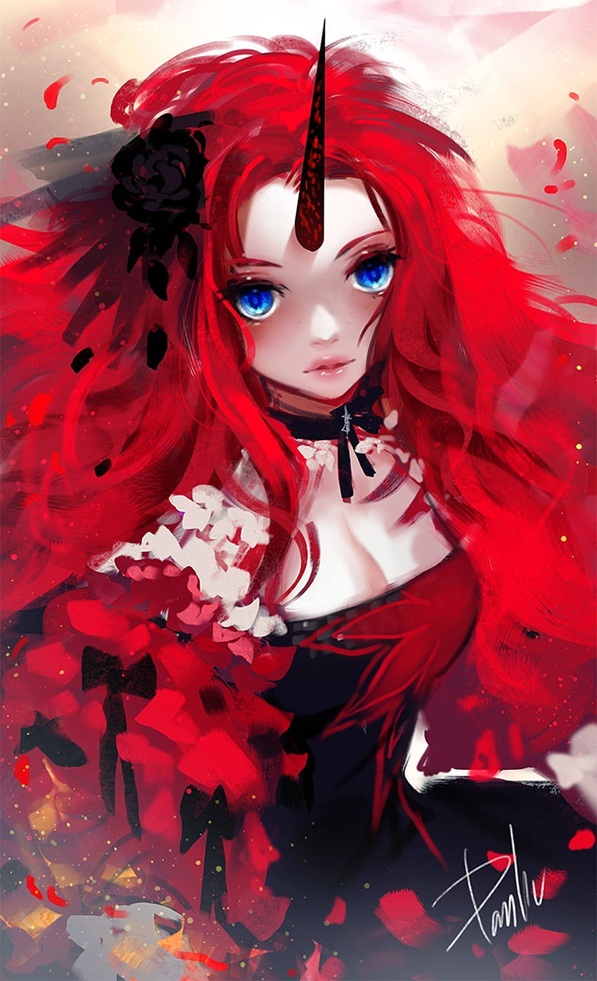 Chica anime de pelo rojo ojos azules 1440x2368, chica anime roja fondo de  pantalla del teléfono | Pxfuel