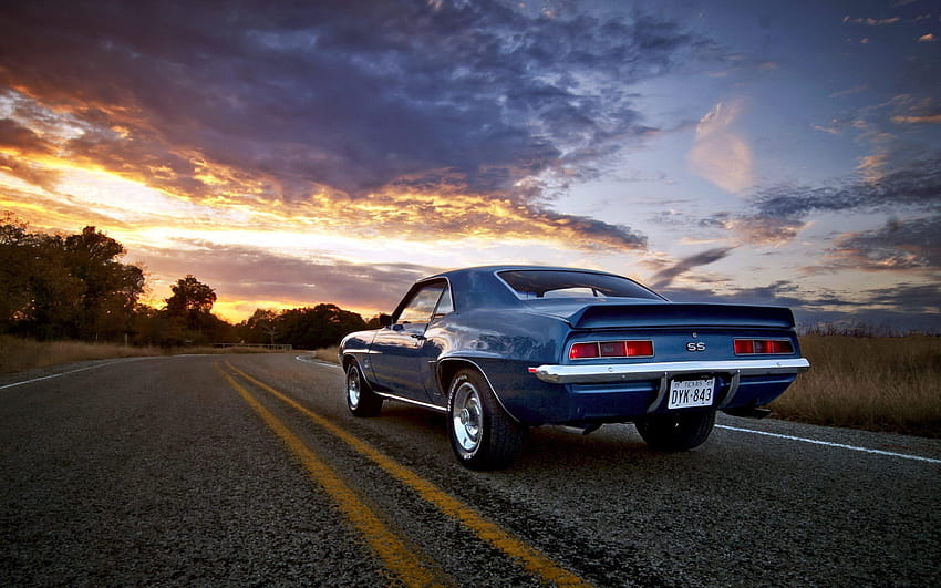 Chevrolet, Camaro, Ss, Evening, Asphalt, Road, Oldtimer, Vintage • For You, camaro ラップトップ 高画質の壁紙