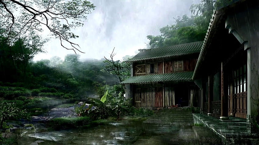 Live Anime PC Village Rain ...youtube, anime village HD wallpaper