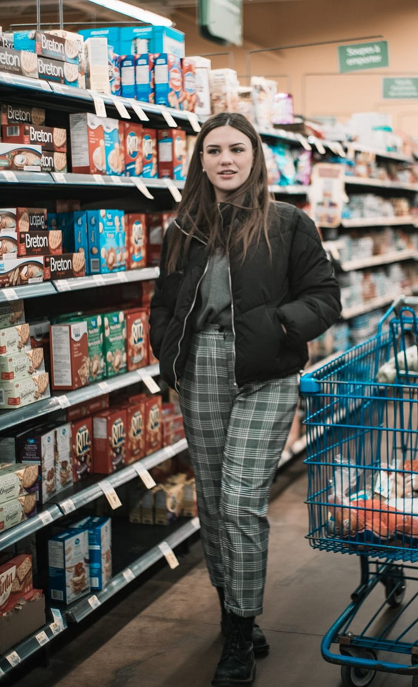 女性スーパーマーケット、女性食料品店 HD電話の壁紙