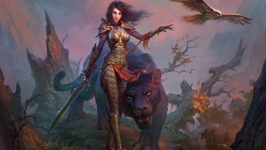 2560x1440 dragon eternity, video game, woman, black panther, dual wide, 16:9, , 2560x1440 , background, 4814 HD wallpaper