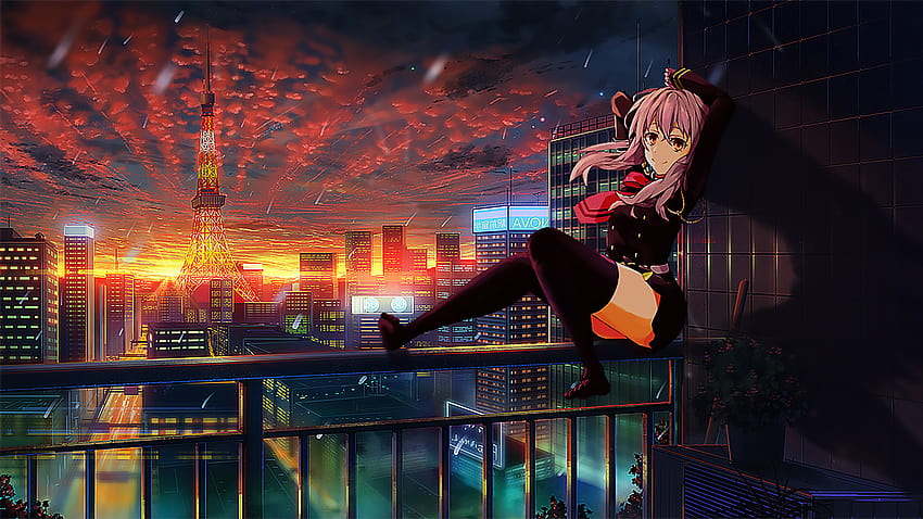 Shinoa na balkonie, balkon anime Tapeta HD