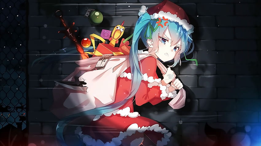 Hatsune Miku, Christmas, Gifts, 2017, , Background, 23dfa2, anime christmas pc HD wallpaper