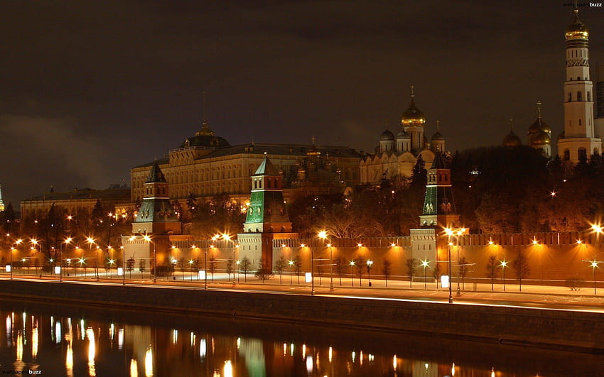 Cremlino di Mosca di notte, Mosca di notte Sfondo HD