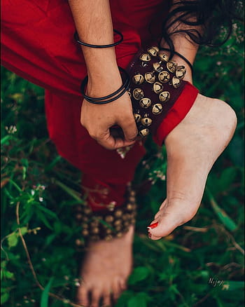 Red Dance Shoes on Riveted Grass