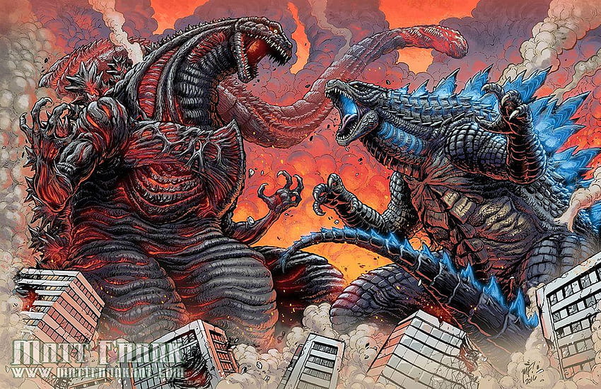 Shin Gojira vs Legendary Godzilla โดย KaijuSamurai ชินก็อดซิลล่า วอลล์เปเปอร์ HD