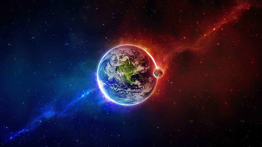 Planet Earth Fire And Ice WQ 1440P, ไฟ vs น้ำแข็ง วอลล์เปเปอร์ HD