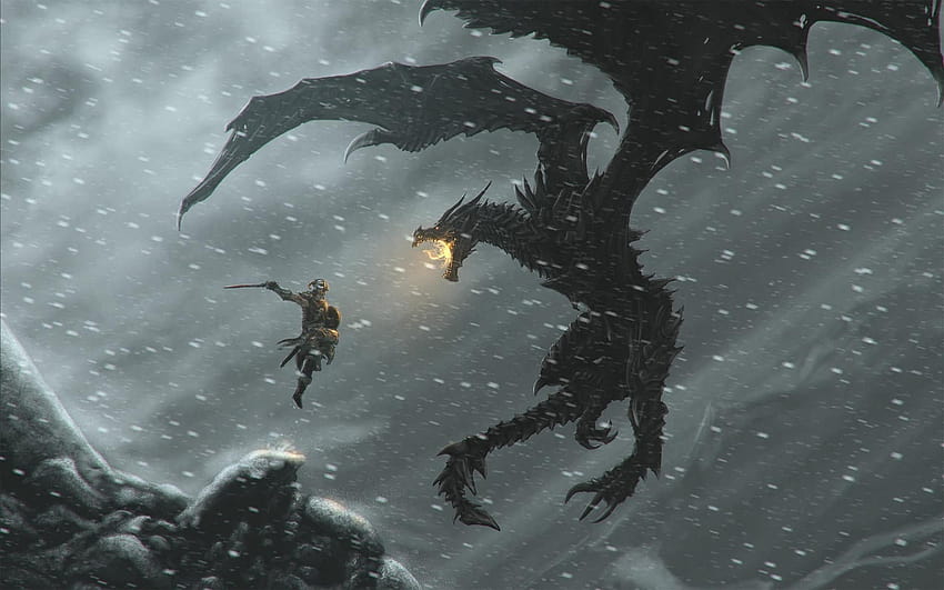 2880x1800 The Elder Scrolls Legends Warrior Dragon Snow Fire, snow dragon HD wallpaper