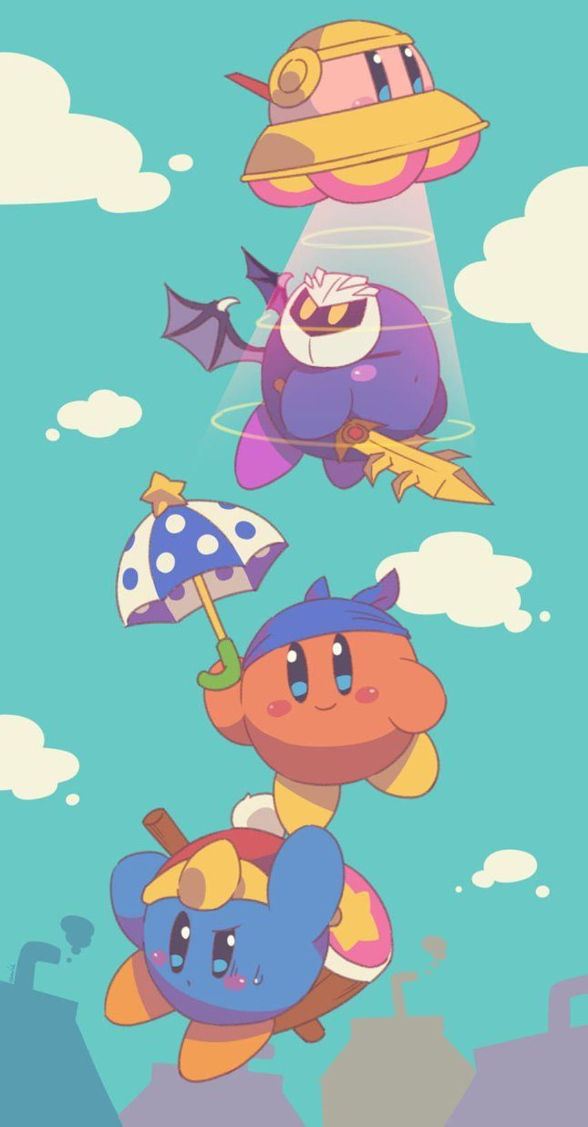 The Classic Team: Kirby, Meta Knight, Waddle Dee, and King Dedede....as Kirbys!!, waddle dee kirby HD phone wallpaper