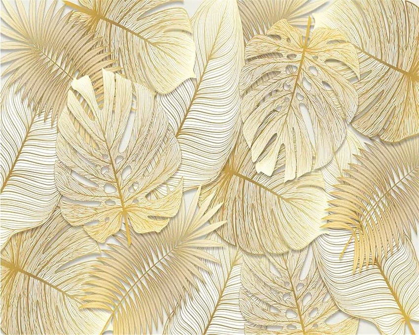 Beibehang Custom murals tropical rainforest Golden banana leaf backgrounds wall home decor, gold leaf HD wallpaper
