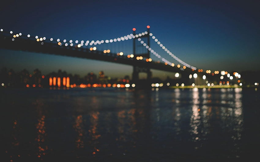 New York City Manhattan Bridge Bokeh HD wallpaper