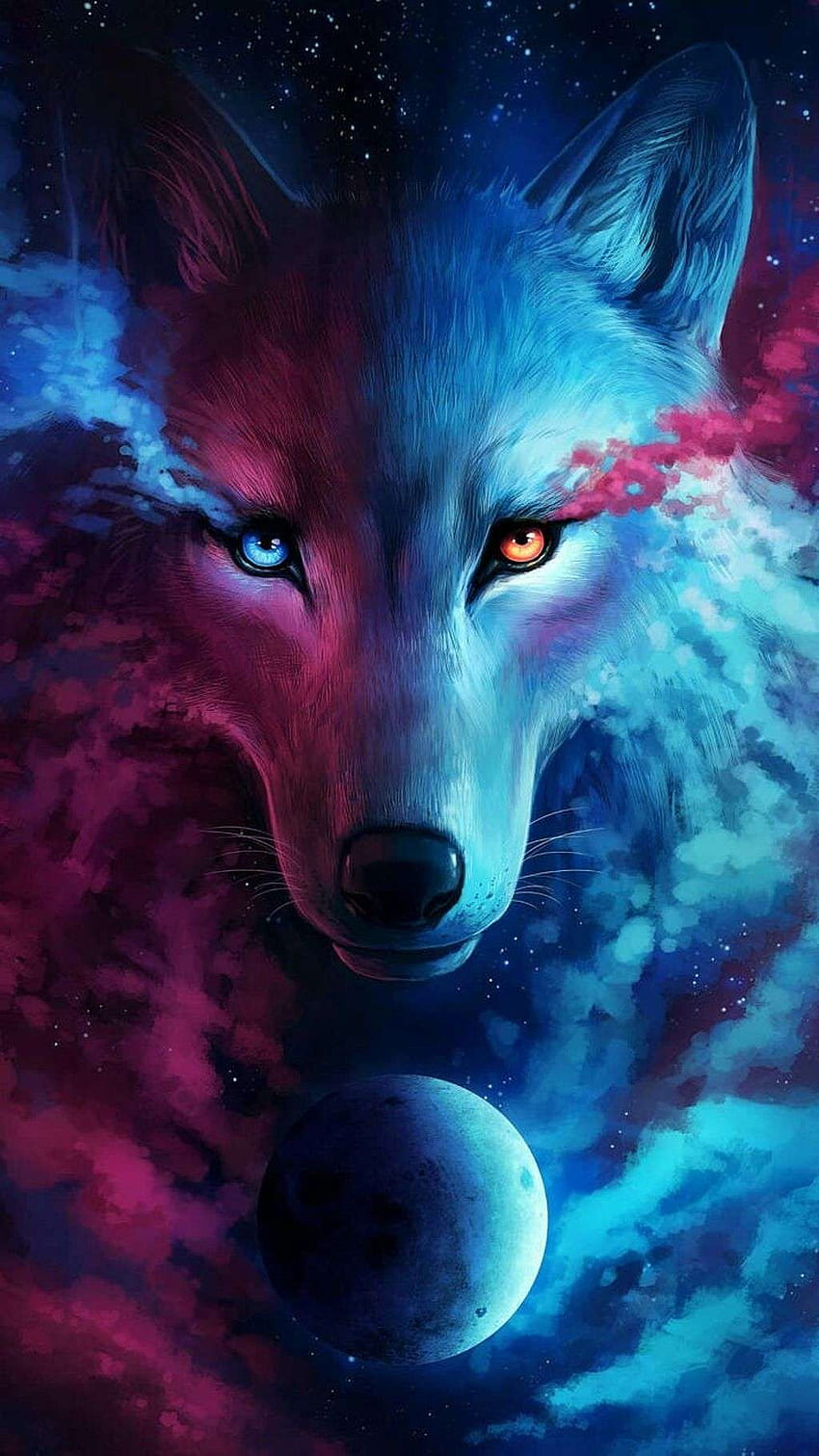 Pink And Blue Wolf, pink wolf HD phone wallpaper