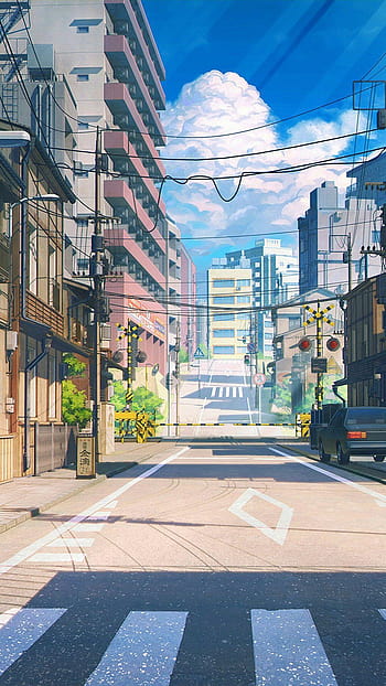 Aesthetic anime town, 0w0, calming, street, sunset, thanks, HD phone  wallpaper