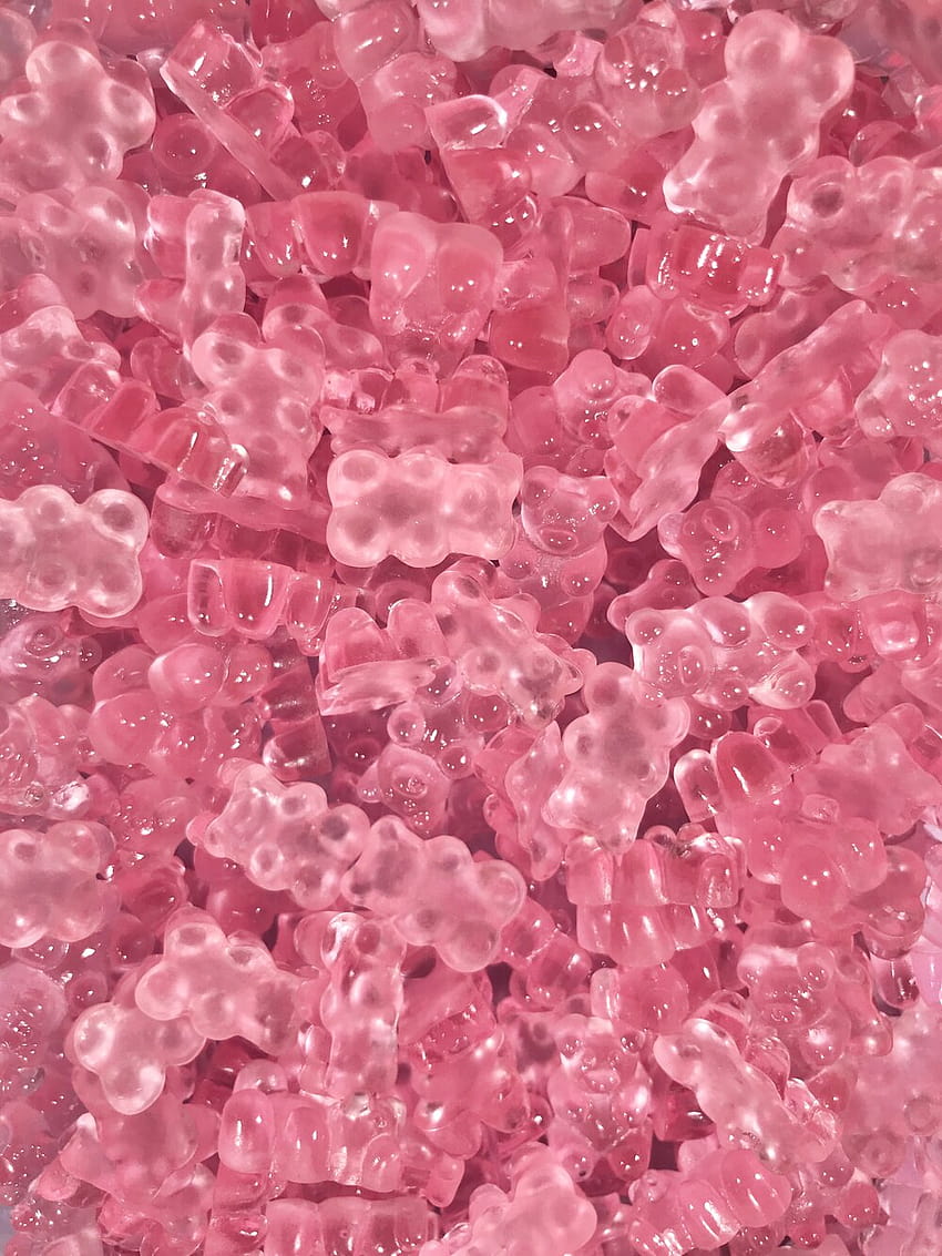 Cabujones de resina de ositos de gominola rosa, ositos de gominola rosa fondo de pantalla del teléfono