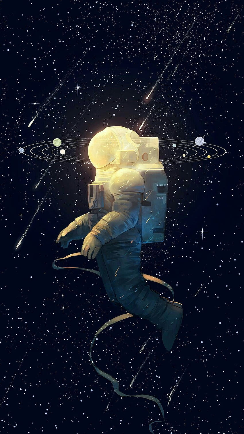 Astronaut im Weltraum zeichnen, Samsung s20 Astronauten HD-Handy-Hintergrundbild