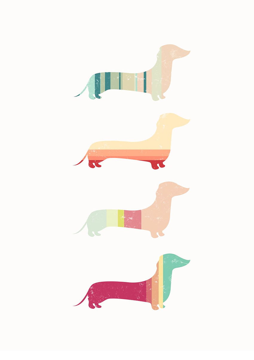 Stripy Sausage Dog Contemporary Art Print, Dachshund HD phone wallpaper