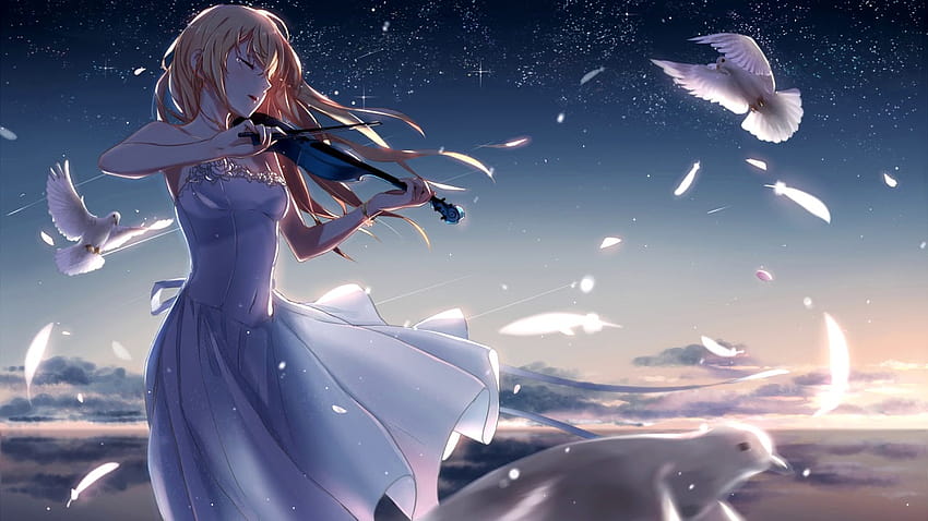 Anime Girl Playing Violin, anime violin HD wallpaper