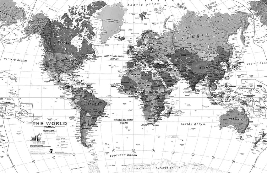 世界地図の白黒、 高画質の壁紙